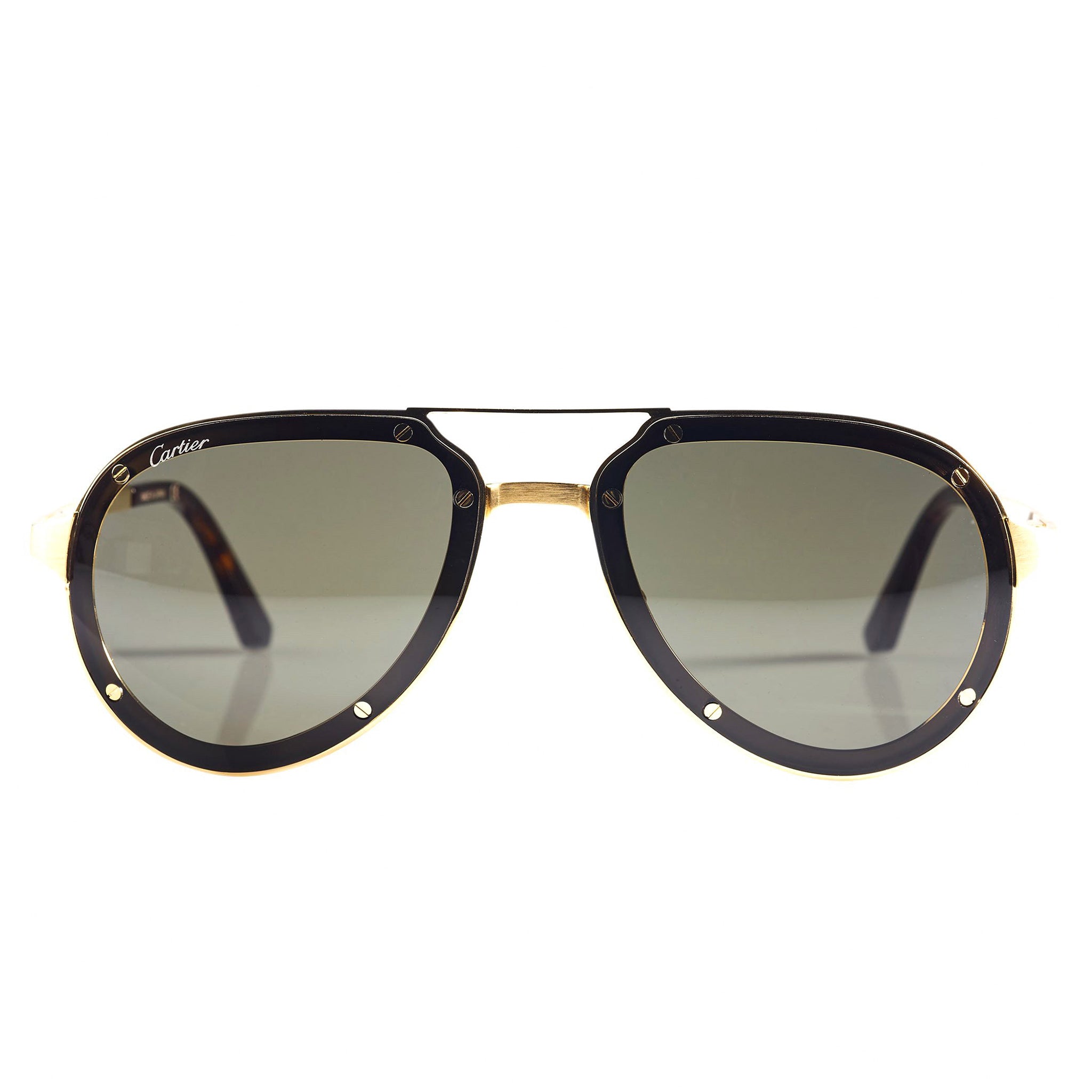 Image of Cartier Eyewear CT0195S Santos De Cartier Gold Sunglasses